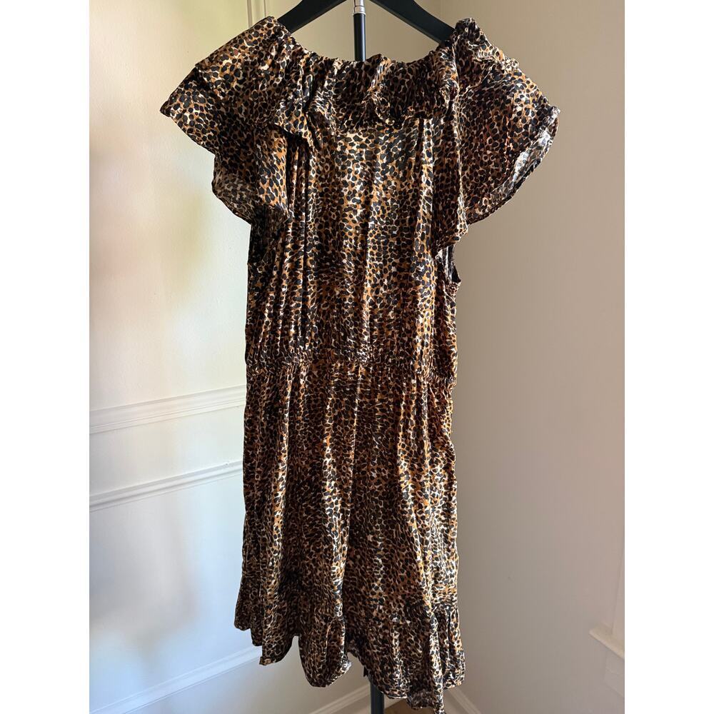Old Navy Leopard Print Ruffle Mini Dress Size Large - Picture 3 of 3